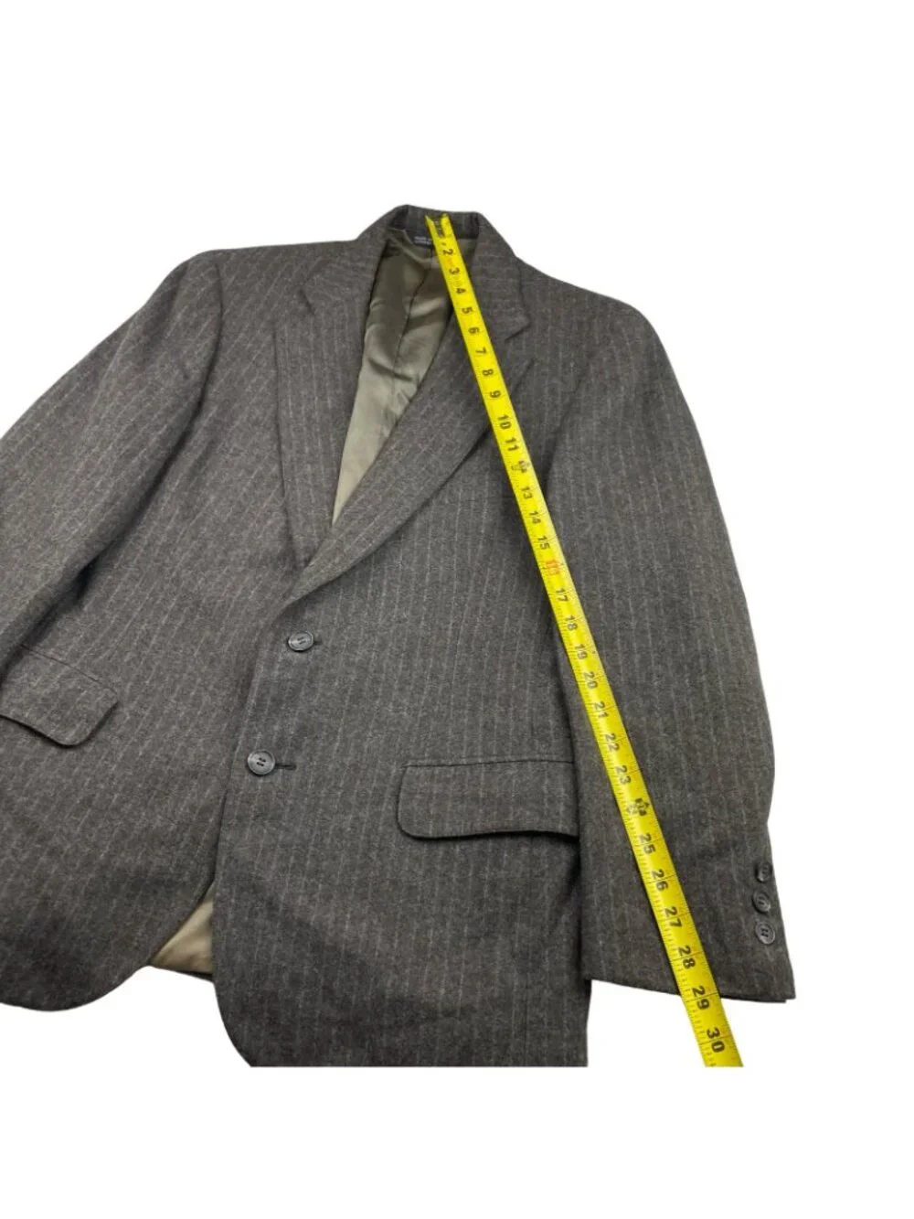 VTG Ralph Lauren Chaps Men's Wool Flannel Blazer Brown Railroad Stripe •USA• 40S